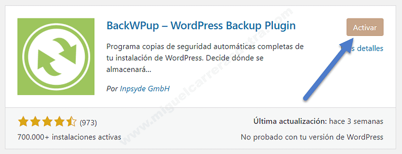 BackWPup crear backup